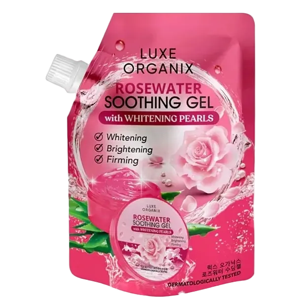 Luxe Organix Rosewater Soothing Gel with niacinamide and hyaluronic acid for hydration and brightening