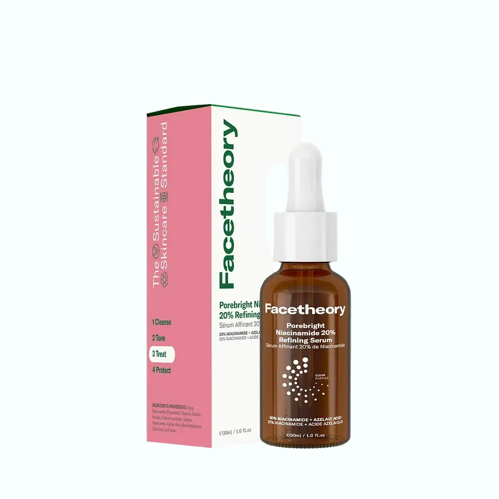 FaceTheory Porebright Niacinamide 20% Refining Serum for pore minimizing and brightening skin tone