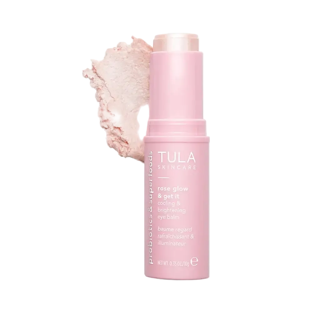 Tula Skincare Rose Glow + Get It Cooling & Brightening Eye Balm for puffiness and dark circles