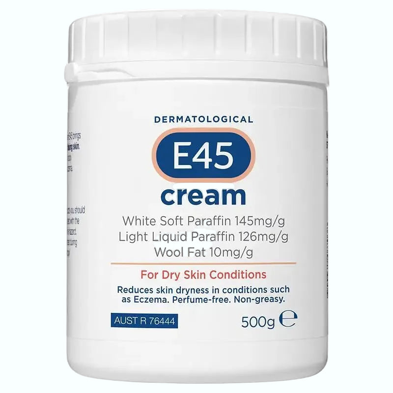 E45 Moisturising Cream for dry skin and eczema relief with lanolin and paraffin