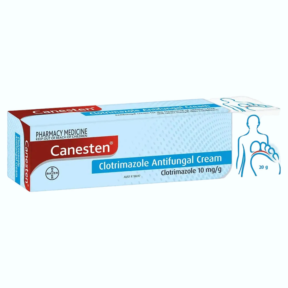 Canesten Clotrimazole Antifungal Cream for treating fungal skin infections like athlete's foot and ringworm
