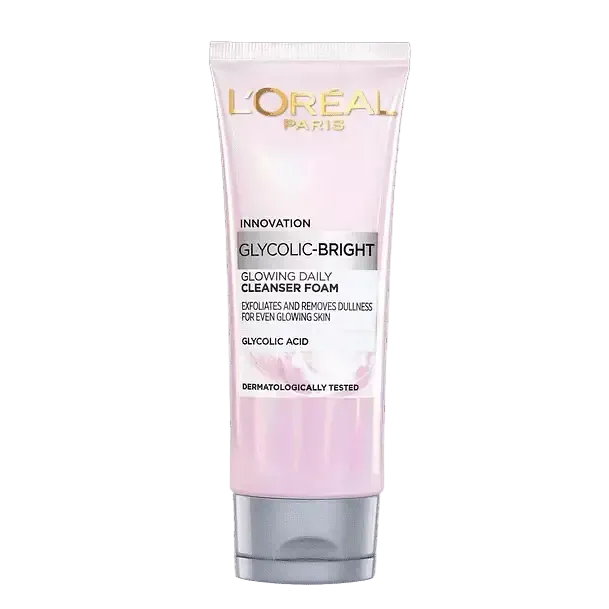 L'Oreal Glycolic Bright Glowing Daily Cleanser Foam for brightening and exfoliating dull skin