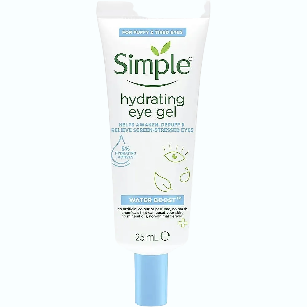 Simple Skincare Water Boost Hydrating Eye Gel for screen-stressed and tired eyes with deep hydration