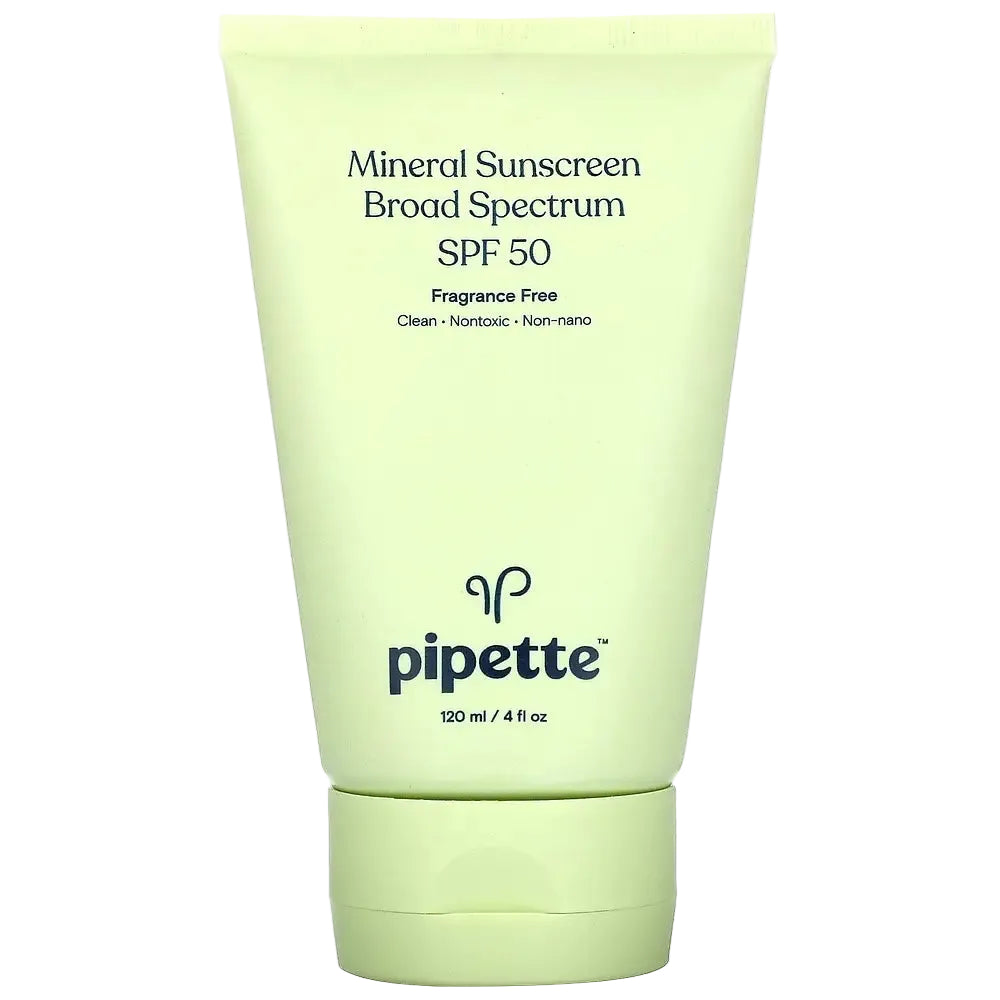 Pipette Mineral Sunscreen Broad Spectrum SPF 50 with non-nano zinc oxide for sensitive skin and babies
