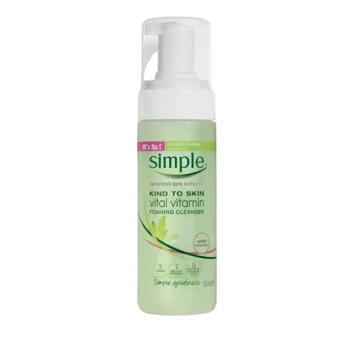 Simple Skincare Kind to Skin Vital Vitamin Foam Cleanser for sensitive skin gentle cleansing and brightening