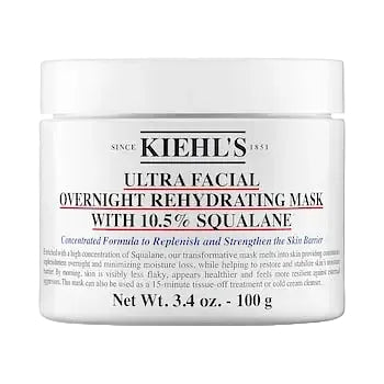 Kiehl's Ultra Facial Overnight Hydrating Face Mask with 10.5% Squalane for dry skin barrier repair