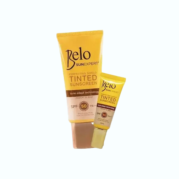 Belo Essentials Tinted Sunscreen SPF50 PA+++ for even skin tone and UV protection with niacinamide