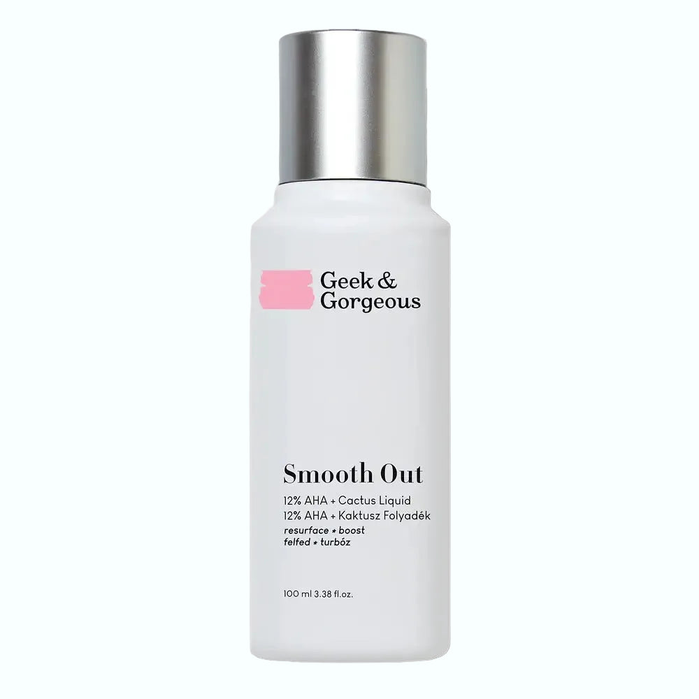 Geek & Gorgeous Smooth Out 12% AHA exfoliator with glycolic and lactic acid for anti-aging and texture