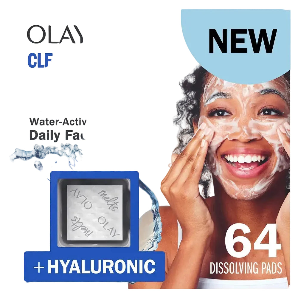 Olay Face Cleansing Melts Water-Activated Daily Facial Cleanser with hyaluronic acid for gentle cleansing