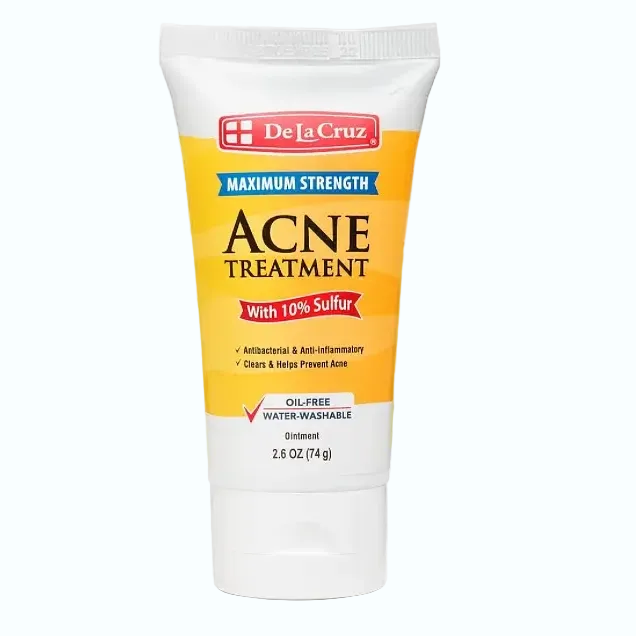 De La Cruz Maximum Strength Acne Treatment with 10% Sulfur for acne, pimples and blackheads