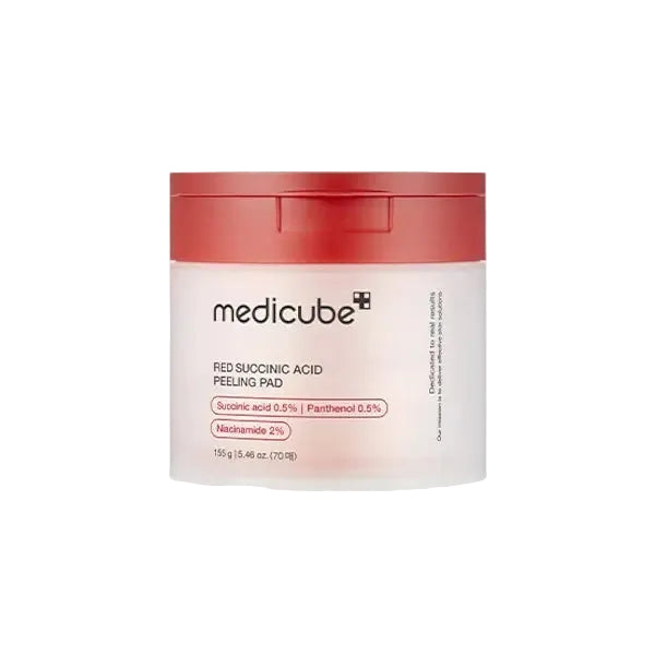 Medicube Red Succinic Acid Peeling Pad for acne-prone skin exfoliation and brightening