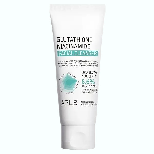 APLB Glutathione Niacinamide Facial Cleanser for brightening and gentle cleansing with dense foam
