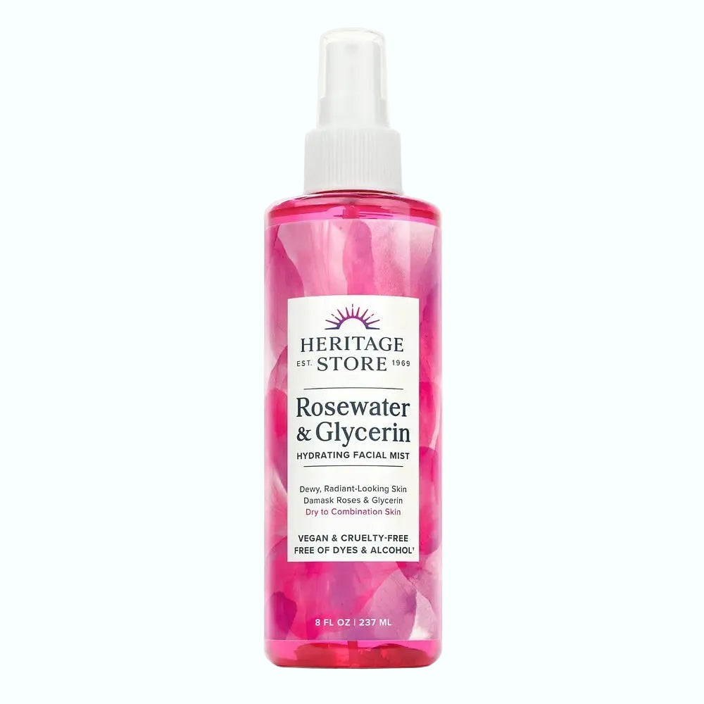 Heritage Store Rosewater & Glycerin Hydrating Facial Mist for dry and combination skin hydration