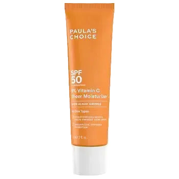 Paula's Choice 5% Vitamin C Sheer Moisturizer SPF 50 for brightening, hydration, and broad-spectrum sun protection