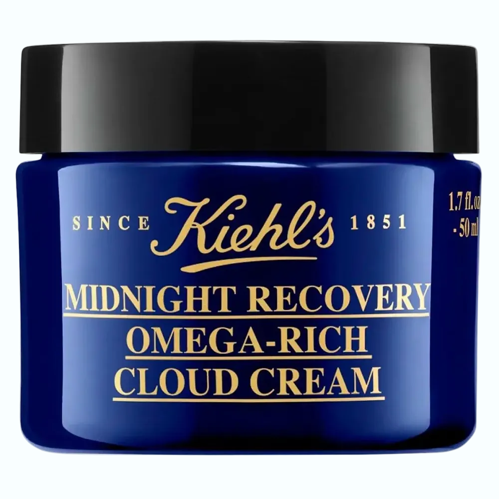 Kiehl's Midnight Recovery Omega Rich Night Cream with botanical oils for hydration and barrier repair