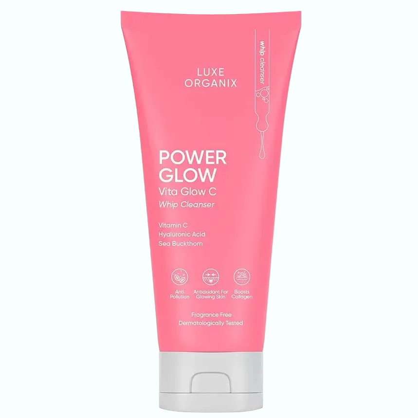 Luxe Organix Power Glow Vita Glow C Whip Cleanser with vitamin C for brightening and deep cleansing