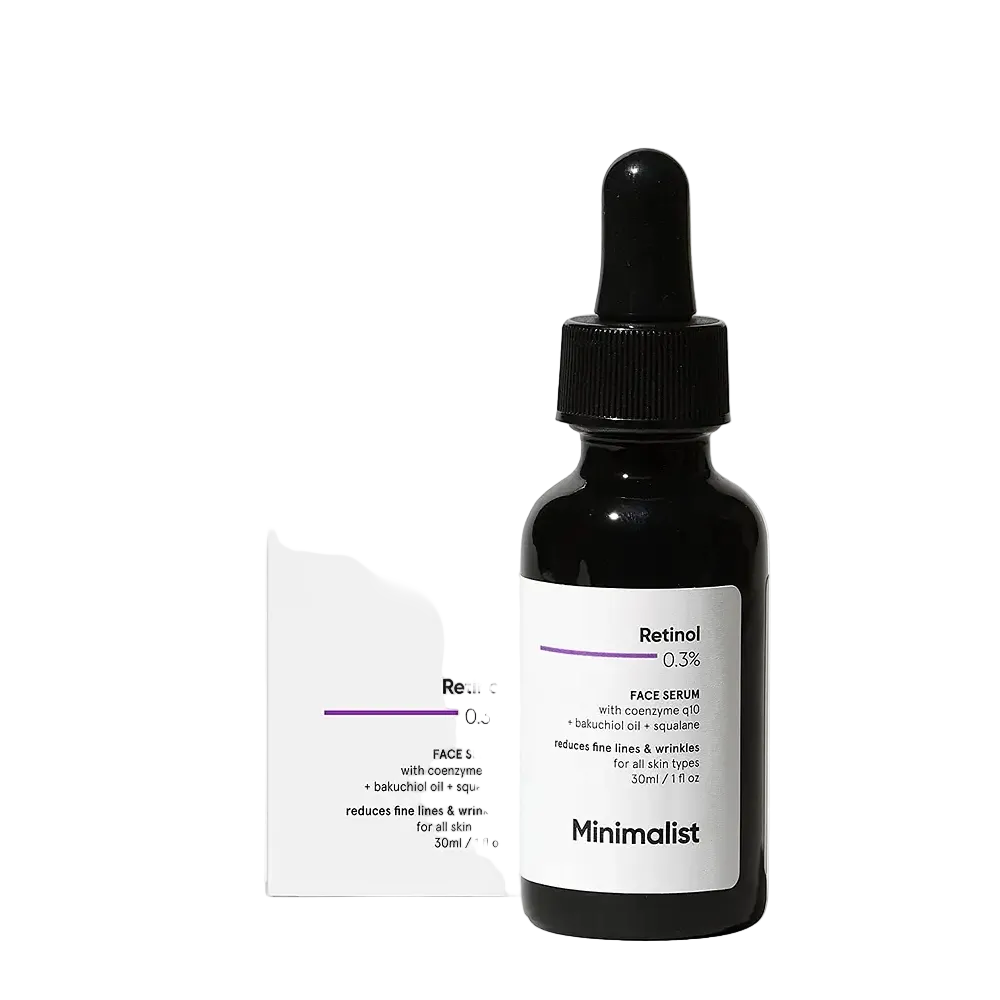 Minimalist Retinol 0.3% Face Serum with Bakuchiol and Q10 for anti-aging and fine lines