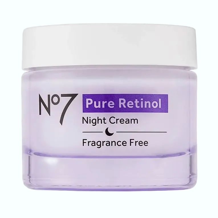 No7 Pure Retinol Night Cream with retinol and peptides for anti-aging and wrinkle reduction