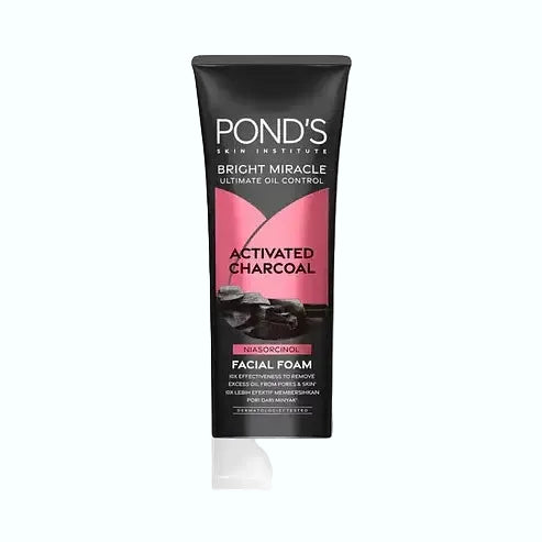 Pond's Bright Miracle Activated Charcoal Facial Foam for oil control and deep cleansing pores