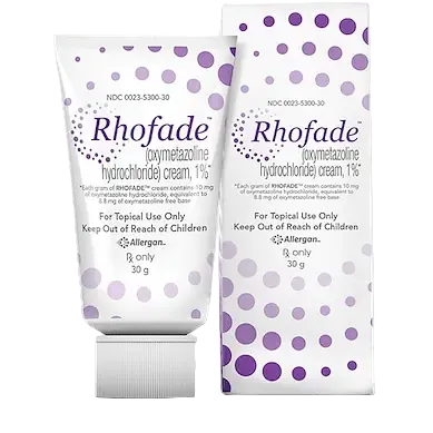 Rhofade Oxymetazoline Hydrochloride 1% Cream prescription treatment for persistent facial redness due to rosacea