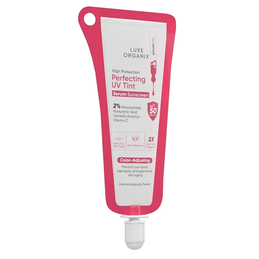 Luxe Organix High Protection Perfecting UV Tint Serum Sunscreen SPF 50 PA+++ for brightening and sun protection