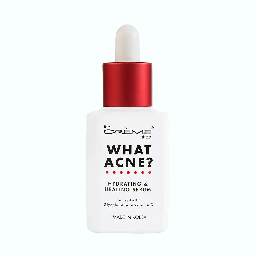 The Creme Shop What Acne serum for acne treatment and skin healing with glycolic acid and vitamin C