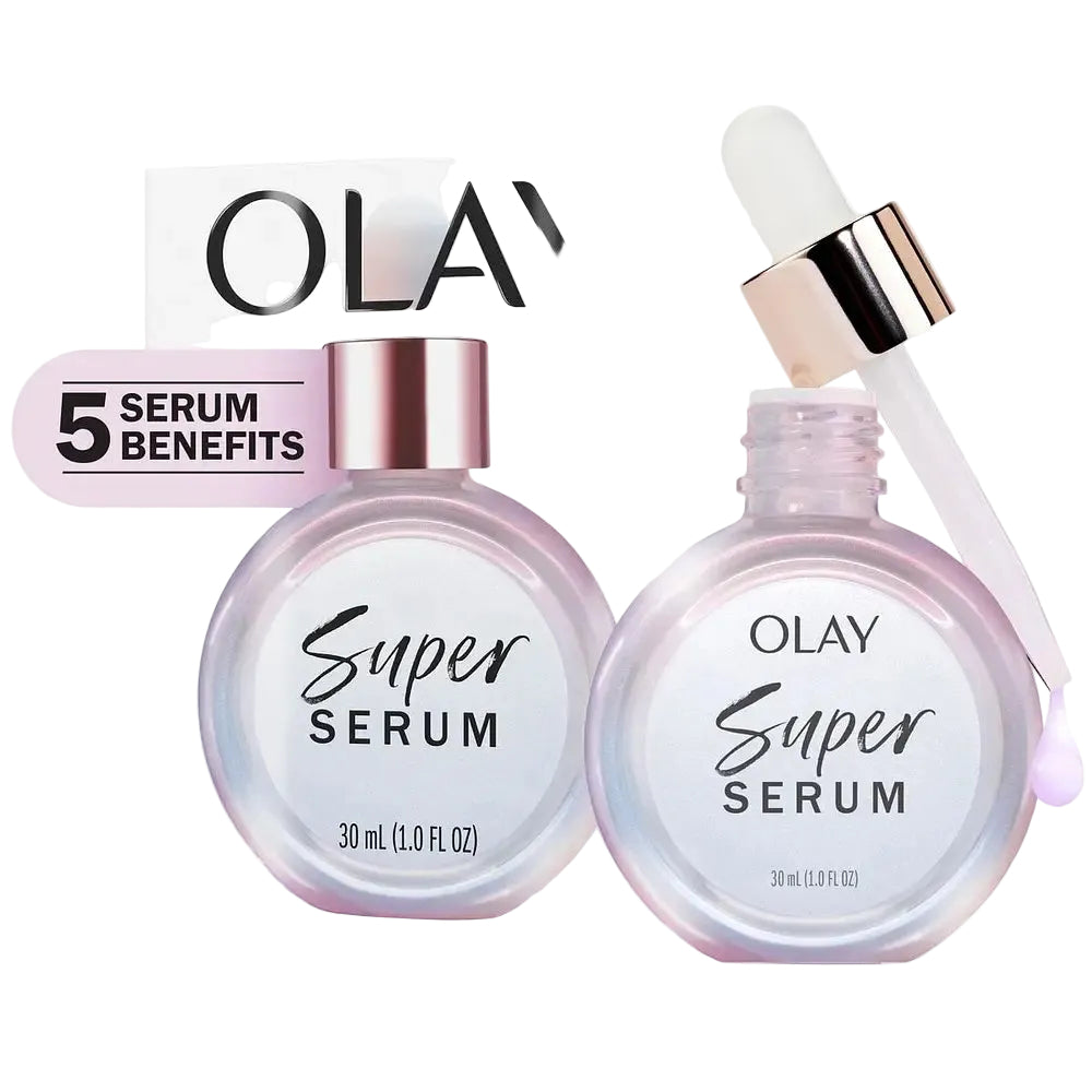 Olay Super Serum 5-in-1 face serum with niacinamide, vitamin C, and peptides for glowing skin