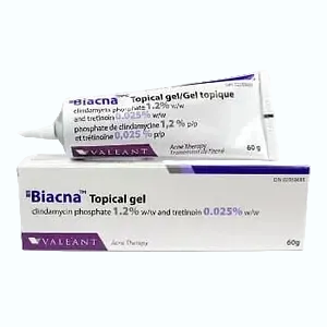 Valeant Biacna Topical Gel prescription acne treatment with tretinoin and clindamycin