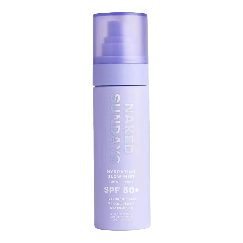 Naked Sundays SPF 50+ Hydrating Glow Mist with Hyaluronic Acid and Kakadu Plum for glowing protected skin