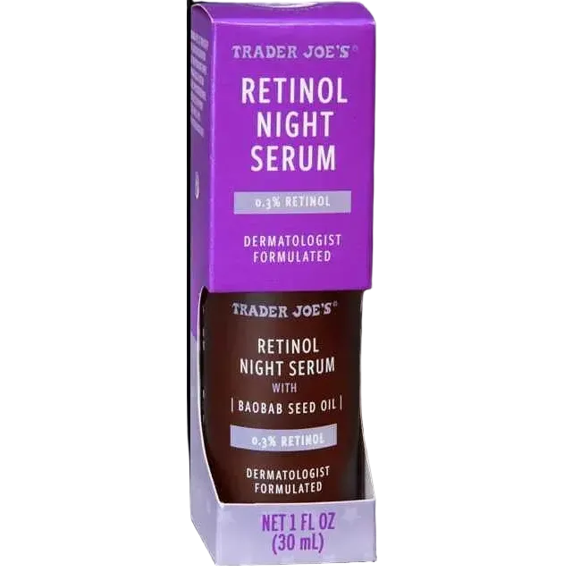 Trader Joe's Retinol Night Serum with baobab seed oil for anti-aging and skin renewal