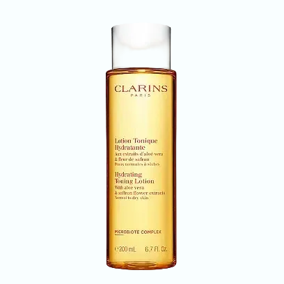 Clarins Hydrating Toning Lotion with aloe vera for normal to dry skin hydration and softening