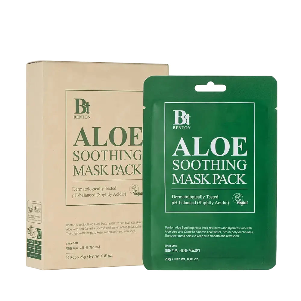 Benton Aloe Soothing Mask Pack with 48% aloe vera for hydration and skin soothing