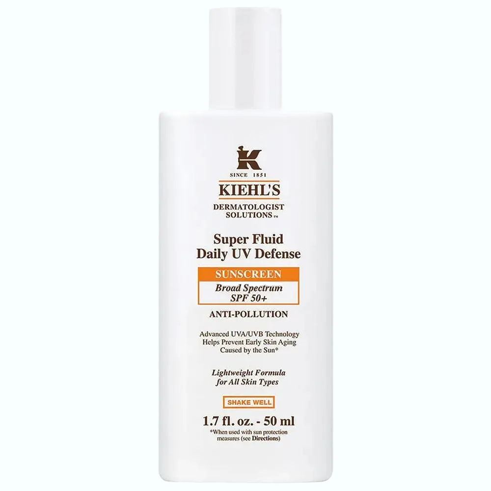 Kiehl's Super Fluid Daily UV Defense SPF 50+ lightweight sunscreen with broad spectrum protection