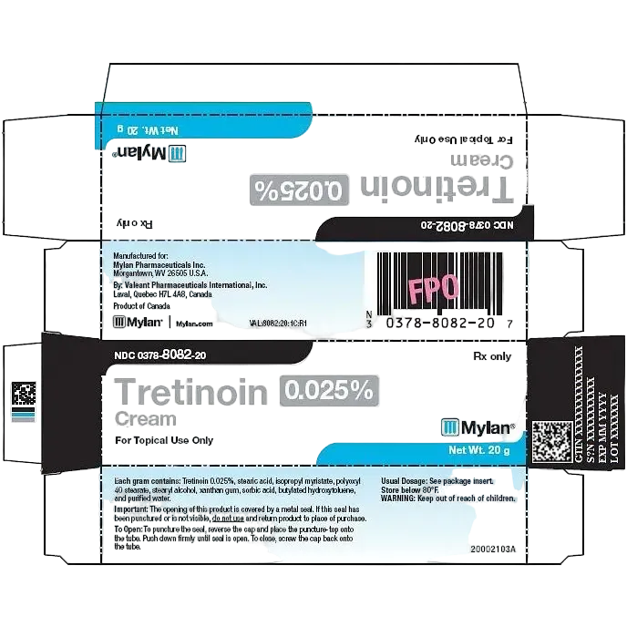 Viatris Tretinoin Cream 0.025% prescription retinoid for acne and anti-aging