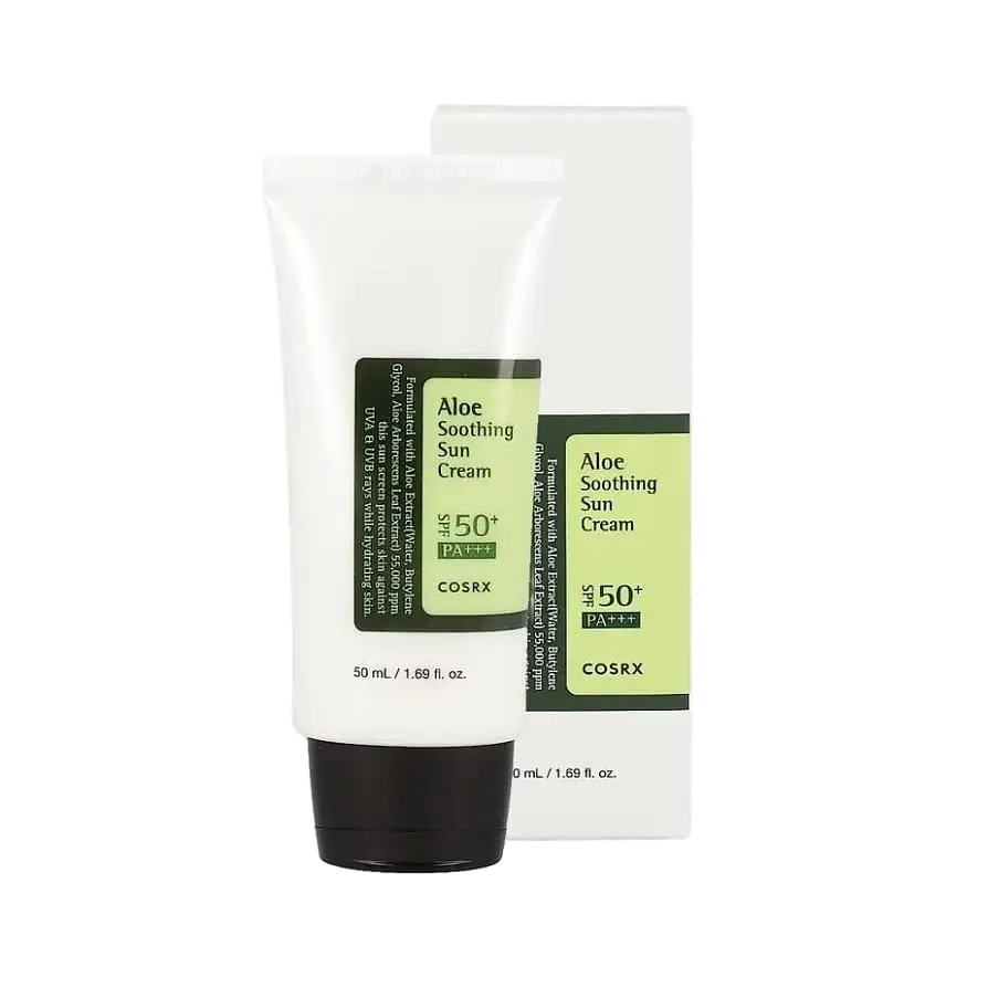 COSRX Aloe Soothing Sun Cream SPF 50 PA+++ hybrid sunscreen with aloe for sensitive skin protection