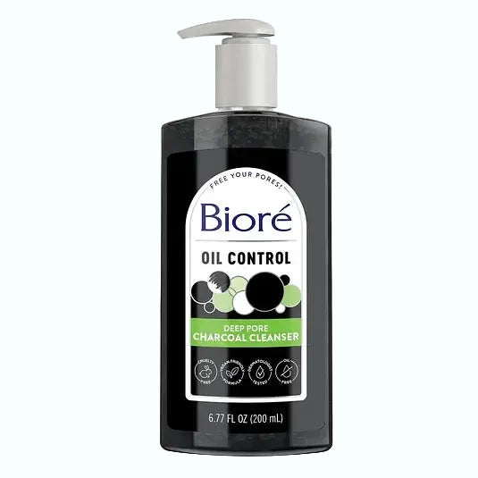 Bioré Deep Pore Charcoal Cleanser with natural charcoal for oily skin and deep pore cleansing