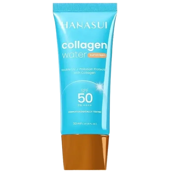 Hanasui Collagen Water Sunscreen SPF 50 PA++++ lightweight UV protection with collagen and hyaluronic acid