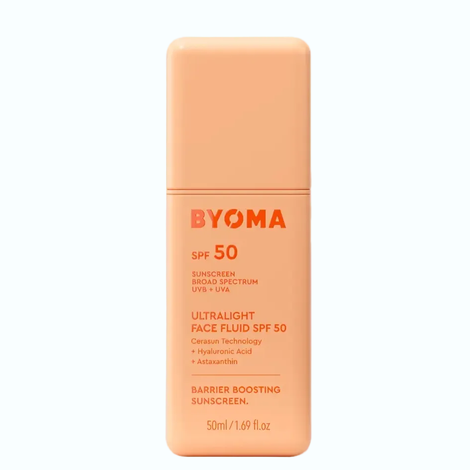 BYOMA Ultralight Face Fluid SPF 50 sunscreen for lightweight UV protection and hydration