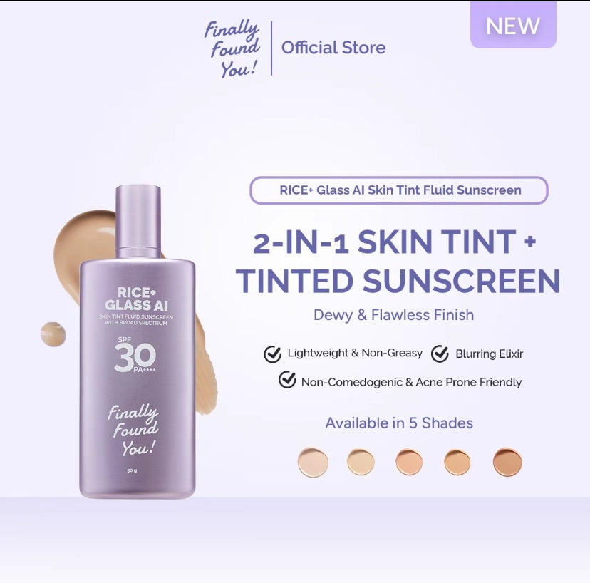 Finally Found You! Rice + Glass Ai Skin Tint Fluid Sunscreen With Broad Spectrum SPF 30 Pa++++