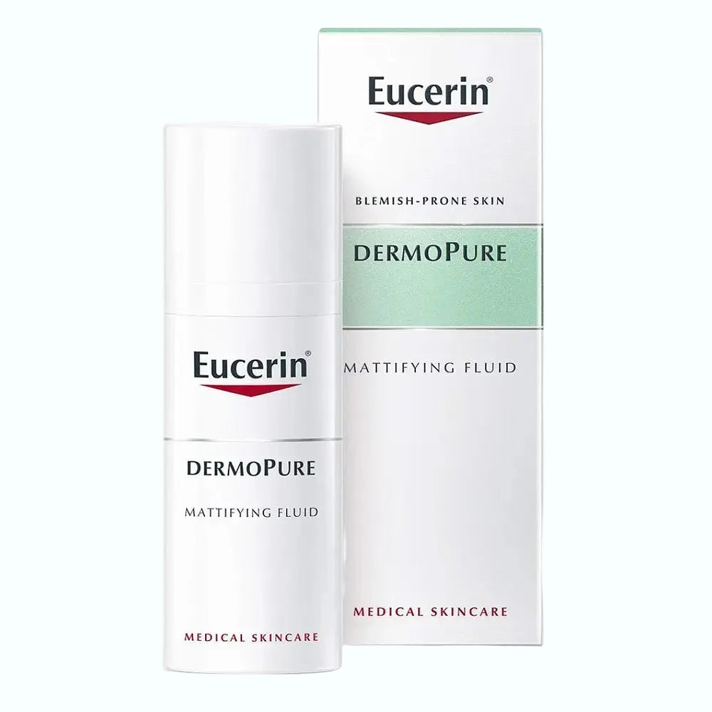 Eucerin DermoPure Oil Control Mattifying Fluid for oily acne-prone skin with 8-hour shine control