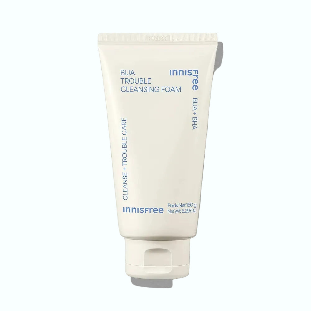innisfree Bija Trouble Cleansing Foam for acne-prone skin with salicylic acid
