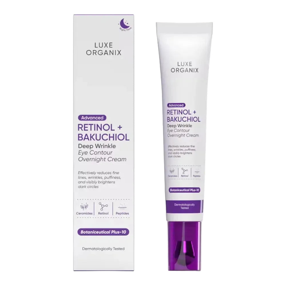 Luxe Organix Advanced Retinol Bakuchiol Deep Wrinkle Eye Contour Overnight Cream anti-aging