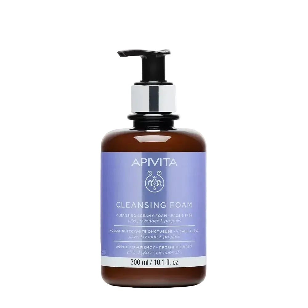Apivita Cleansing Creamy Foam Face & Eyes with olive, lavender and propolis for gentle cleansing