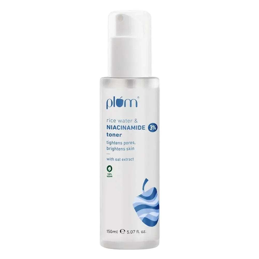 Plum Goodness 3% Niacinamide & Rice Water Toner for brightening and pore care