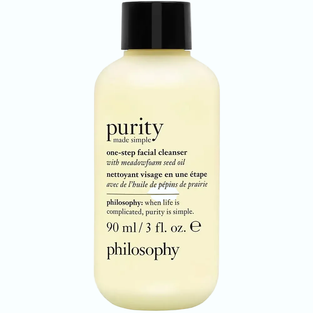 Philosophy Purity Made Simple One-Step Facial Cleanser for all skin types removes makeup and hydrates