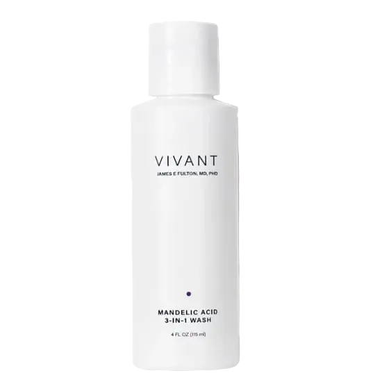 Vivant Skin Care Mandelic Acid 3-In-One Wash AHA cleanser for acne brightening and anti-aging
