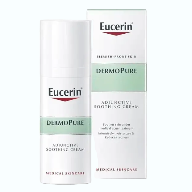 Eucerin Dermopure Adjunctive Soothing Cream for acne-prone skin undergoing medical treatment with ceramides