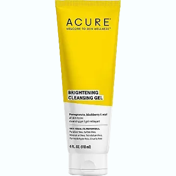 Acure Brightening Cleansing Gel with pomegranate, blackberry and acai for dull skin brightening and gentle cleansing