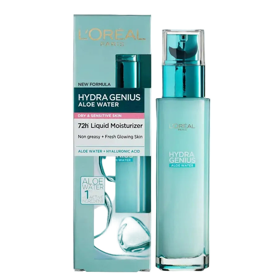 L'Oreal Hydra Genius Aloe Water moisturizer for dry and sensitive skin with hyaluronic acid
