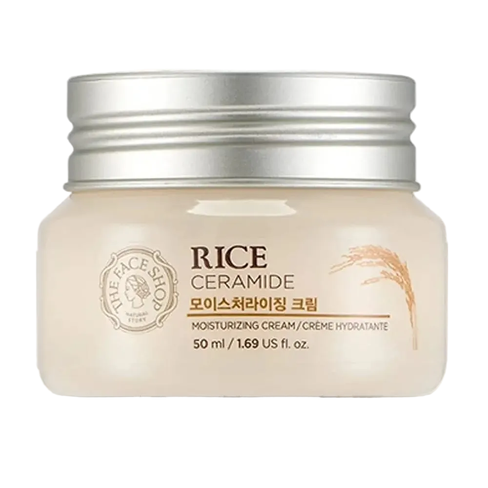 The Face Shop Rice & Ceramide Moisturizing Cream for dry skin hydration and barrier repair